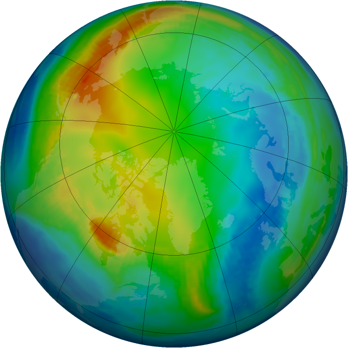 Arctic ozone map for 01 December 1998